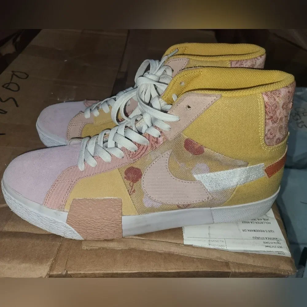 Nike Zoom Blazer Mid Premium SB Paisley Pack Sanded Gold Skate  Sneakers Men 10